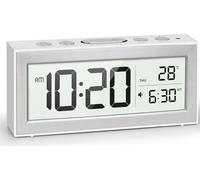 YouJabz Réveil numérique avec grand écran LED, réveil de chevet à piles avec veilleuse, 5 horaires d'alarme, réglage automatique de la luminosité, répétition, calendrier, 12/24h, °F/°C