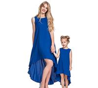 YOUJIA sans Manches Col Rond Asymétrique Robe de Soirée Fête Cocktail pour Mère Et Fille (Marine, M)