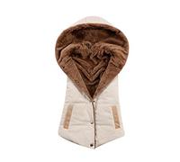 YOUJIA Veste Gilet Matelassé sans Manche Doudoune Blouson à Capuche Vestes sans Manches a Capuche Bouton Femme Sport Grande Taille Beige Asia XXXL