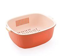 Youka Panier de vidange pour passoire de cuisine, ensemble de bols de passoire 2 en 1, double couche en plastique PP sans BPA détachable pour laver les légumes et les fruits