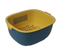 Youka Panier de vidange pour passoire de cuisine, ensemble de bols de passoire 2 en 1, double couche en plastique PP sans BPA détachable pour laver les légumes et les fruits