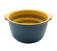 Youka Panier de vidange pour passoire de cuisine, ensemble de bols de passoire 2 en 1, double couche en plastique PP sans BPA détachable pour laver les légumes et les fruits