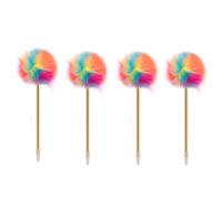 YOUKAI Lot de 4 stylos à bille à pompons dorés pour fête et bureau (P-2)