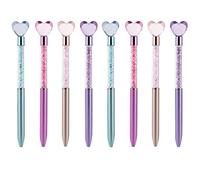 YOUKAI Lot de 8 stylos à bille rétractables avec strass et cristaux - Encre bleue - Pour fournitures de bureau, cadeau de mariage