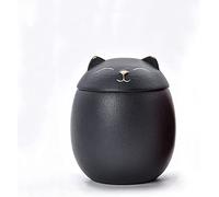 Youkang Urne pour Cendres de Chat, Urnes de créemande commémorative de la Forme de Chat, Urnes décoratives Artisanales, pour Chat funéraire Chat urn (500ML,Noir)
