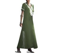 YOUKD Brodé Floral Lâche Caftan Boho Beach Bikini Cover Up Robe Plus Taille Robe pour Femmes
