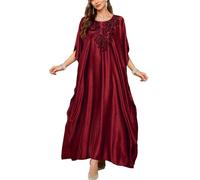 YOUKD Brodé Floral Loose Caftan Boho Beach Bikini Cover Up Robe Plus Size Robe pour Femme
