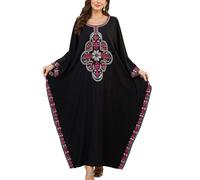 YOUKD Caftan Ample Brodé à Fleurs d'été Boho Plage Bikini Robe de Soirée Robe de Grande Taille pour Femme