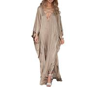 YOUKD Caftan lâche d'été v Neck Boho Bikini de Plage Robe Cache-Maillot Grande Taille Robe pour Femme