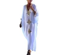 YOUKD Caftan Long en Coton à Fleurs D'été Bohemian Loungewear Maillot de Bain de Plage Cover Up Robe Longue pour Femme