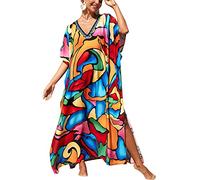 YOUKD Caftan Long Femme Bohème Maillot de Bain de Plage Cover Up Robe Plus Size Robe