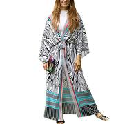 YOUKD Cardigan d'Été pour Femme Maxi Boho Robe de Plage Longue Kimono Taille Unique Peignoirs