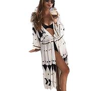 YOUKD Cardigan en Coton pour Femme Bohème Kimono Long Maillot de Bain de Plage Robe Cache-Maillot Grande Taille Robe