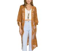 YOUKD Cardigan en Dentelle pour Femmes Voir à Travers Robe Bohème Longue Kimono Maillot de Bain de Plage Couvrir Les Robes