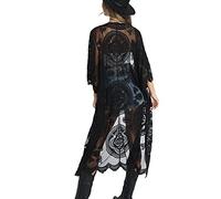 YOUKD Cardigan en Dentelle pour Femmes Voir à Travers Robe Bohème Longue Kimono Maillot de Bain de Plage Couvrir Les Robes