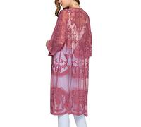 YOUKD Cardigan en Dentelle pour Femmes Voir à Travers Robe Bohème Longue Kimono Maillot de Bain de Plage Couvrir Les Robes