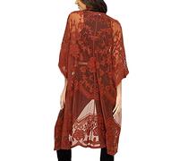 YOUKD Cardigan en Dentelle pour Femmes Voir à Travers Robe Bohème Longue Kimono Maillot de Bain de Plage Couvrir Les Robes