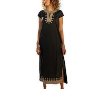 YOUKD Coton brodé Floral lâche Caftan Boho Plage Bikini Couvrir Robe Grande Taille vêtements de détente pour Les Femmes