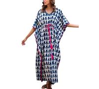 YOUKD Coton Caftan Motif Ethnique Robe BohèMe Plage Bikini Couverture Robe Grande Taille Chemise De Nuit pour Les Femmes