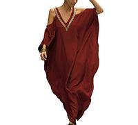 YOUKD été brodé Floral Longue Caftan bohème Loungewear Robe sans épaules pour Les Femmes