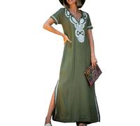 YOUKD été brodé Long Caftan bohème Kimono Plage Maillot de Bain Couvrir Robe Maxi pour Femme