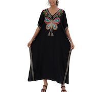YOUKD été brodé Long Caftan bohème Plage Maillot de Bain Couvrir Maxi Peignoirs pour Femme