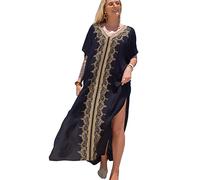 YOUKD été brodé Long Caftan bohème Plage Maillot de Bain Couvrir Maxi Peignoirs pour Femme