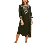 YOUKD Été Brodé Maillot de Bain de Plage Caftan Long à Fleurs pour Femme