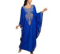 YOUKD Été Coton Brodé Floral Lâche Caftan Boho Beach Bikini Cover Up Robe Grande Taille Robe pour Femmes