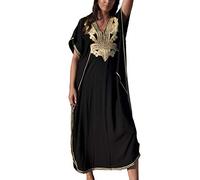 YOUKD été Coton brodé Floral lâche Caftan Boho Plage Bikini Couverture Robe Grande Taille Robe pour Les Femmes