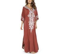 YOUKD été Coton brodé Floral lâche Caftan Boho Plage Bikini Couverture Robe Grande Taille Robe pour Les Femmes