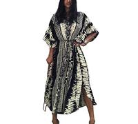 YOUKD été Coton Floral Long Caftan bohème Loungewear Plage Maillot de Bain Couvrir Maxi Robe pour Les Femmes