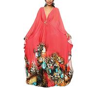 YOUKD Été Floral Lâche Caftan Boho Beach Bikini Robe couvrante Maxi Peignoir pour Femme