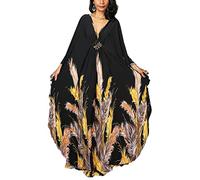 YOUKD Été Floral Lâche Caftan Boho Beach Bikini Robe couvrante Maxi Peignoir pour Femme