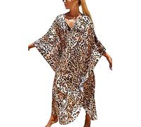 YOUKD Été Floral Loose Caftan Boho Beach Bikini Cover Up Robe Plus La Taille Robe pour Les Femmes