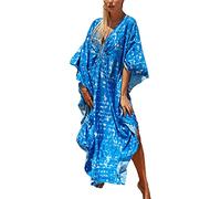 YOUKD Été Floral Loose Caftan Boho Beach Bikini Cover Up Robe Plus La Taille Robe pour Les Femmes