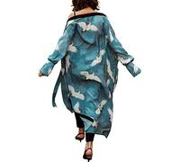 YOUKD Femmes D'été Coton À Manches Longues Cardigan Maxi Boho Robe Plage Coverup Robe Long Kimono Taille Unique
