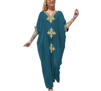 YOUKD Femmes D'été Coton Longue Caftan Maxi Robe Bohème Maillot de Bain Plage Cover Up Robes