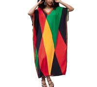 YOUKD Femmes Été Bohème Kaftan Plus Taille Robe Beach Coverup Robe Peignoirs Taille