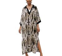 YOUKD Femmes Été Boho Kaftan V-Neck Robe Beach Coverup Robe Long Kimono Peignoirs Taille Unique