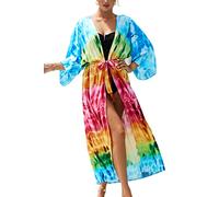 YOUKD Femmes Été Cardigan Maxi Boho Robe de Couverture de Plage Robe Long Kimono Peignoirs Taille Unique