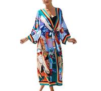 YOUKD Femmes Été Cardigan Maxi Boho Robe de Couverture de Plage Robe Long Kimono Peignoirs Taille Unique
