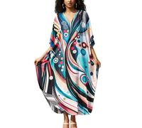YOUKD Maxi Robe Col V Kaftan Boho Beach Bikini Cover Up Robe Plus Size Loungewear pour Femme