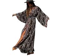 YOUKD Robe Longue Cardigan Bohème pour Femme Beach Couvrir Robe Longue Kimono Robs Taille Unique