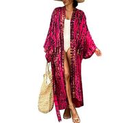 YOUKD Robe Longue Cardigan bohème pour Femme Grande Taille Kimono Beach Maillot de Bain Cover Up Robes