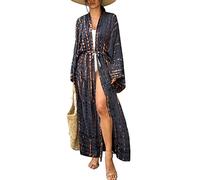 YOUKD Robe Longue Cardigan bohème pour Femme Grande Taille Kimono Beach Maillot de Bain Cover Up Robes