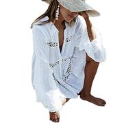 YOUKD Tunique Bohème pour Femme Cardigan Floral en Dentelle Couvre-Maillots de Bain Poncho de Plage D'été