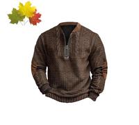 YOUKENE Whitecloths Life Clothing Men, Whitecloths Men's Vintage Print Sweatshirt, Whitecloths Life Stand Collar Sweatshirt, Men's Vintage Knit Print Zip-Up Sweatshirt (Brown,Large)