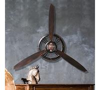 YOUKI Décoration murale avec hélice d'avion - Cadeau de pilote - Sculptures murales pour cuisine, chambre, salon, cuisine, salle de bain, fonctionne avec piles, métal bronz