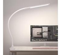 YOUKOYI Lampe de Bureau à LED, Lampe de Table Architecte Flexible avec Pince, 3 Modes de Couleur et Gradation en Continu Lampe de Travail, 9W Lampe de Lecture de Protection des Yeux, Blanc